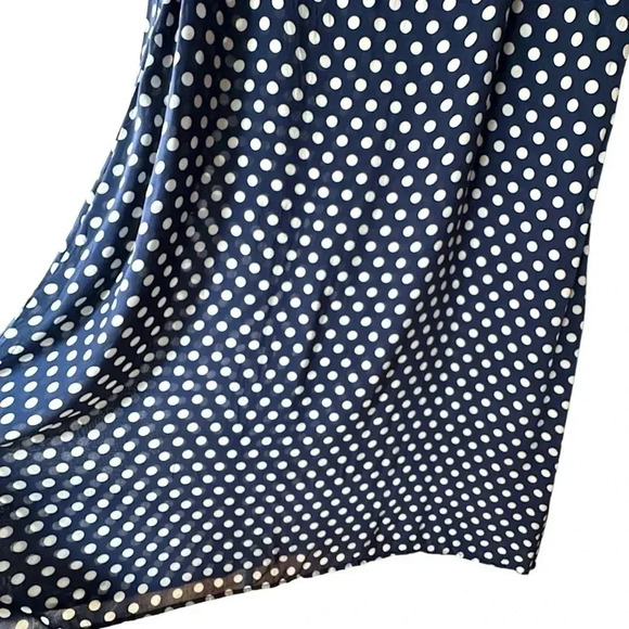 NWT | SLEEVELESS MAXI V-NECK SLIP DRESS NAVY BLUE WHITE POLKA DOT | SIZE: 14 - Picture 5 of 9